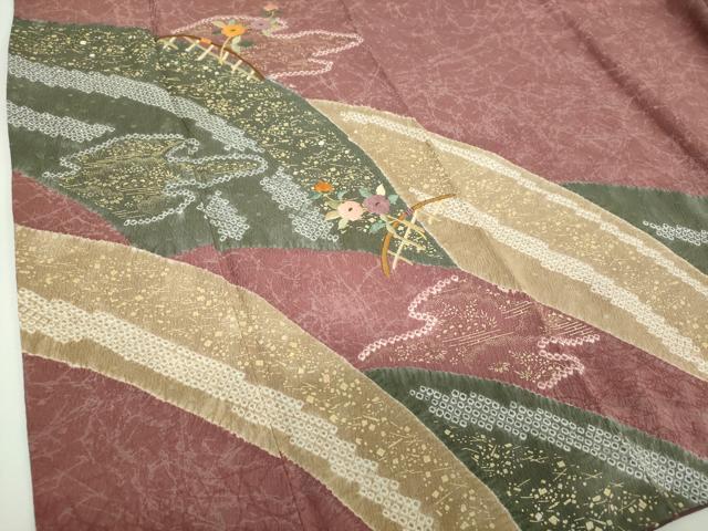 平和屋着物●訪問着　刺繍　絞り　籬花文　金彩　ますいわ屋扱い　正絹　逸品　DABG8687ps