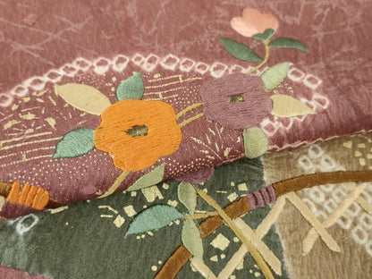 平和屋着物●訪問着　刺繍　絞り　籬花文　金彩　ますいわ屋扱い　正絹　逸品　DABG8687ps