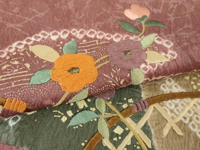 平和屋着物●訪問着　刺繍　絞り　籬花文　金彩　ますいわ屋扱い　正絹　逸品　DABG8687ps