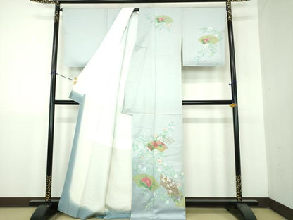 平和屋着物●訪問着　手描き　地紙花文　暈し染め　金彩　正絹　逸品　DABG8688ps