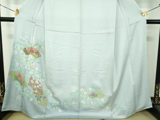 平和屋着物●訪問着　手描き　地紙花文　暈し染め　金彩　正絹　逸品　DABG8688ps