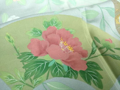 平和屋着物●訪問着　手描き　地紙花文　暈し染め　金彩　正絹　逸品　DABG8688ps
