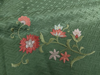 平和屋着物●訪問着　刺繍　絞り　扇面花文　金彩　正絹　逸品　DABG8689ps