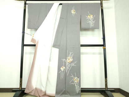 平和屋着物●訪問着　作家物　駒刺繍　雪輪花文　木賊　金彩　正絹　逸品　DABG8690ps