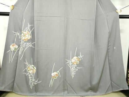 平和屋着物●訪問着　作家物　駒刺繍　雪輪花文　木賊　金彩　正絹　逸品　DABG8690ps