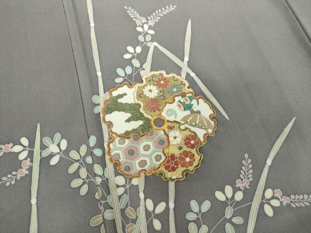 平和屋着物●訪問着　作家物　駒刺繍　雪輪花文　木賊　金彩　正絹　逸品　DABG8690ps