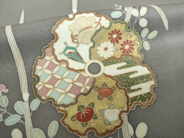 平和屋着物●訪問着　作家物　駒刺繍　雪輪花文　木賊　金彩　正絹　逸品　DABG8690ps