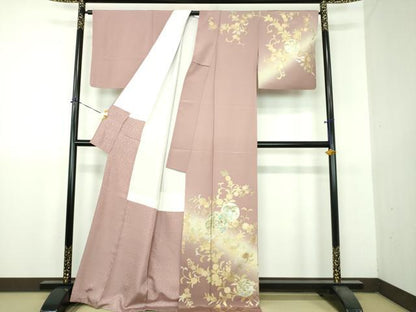 平和屋着物●訪問着　鏡裏花文　暈し染め　金銀彩　正絹　逸品　DABG8691ps