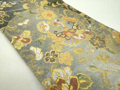 平和屋着物▼六通柄袋帯　鳳凰唐花文　金銀糸　引箔　正絹　逸品　DABG8732ps