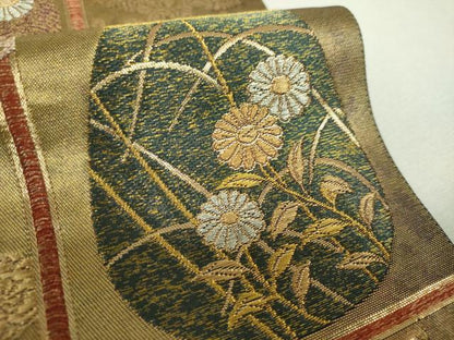 平和屋着物▼西陣　じゅらく謹製　六通柄袋帯　天井花鳥丸文　金糸　引箔　正絹　逸品　DABG8748ps