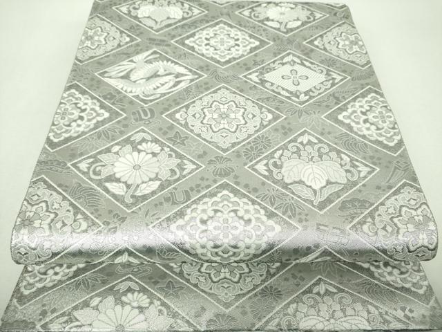 平和屋着物●本場筑前博多織 草木染 手織工房 染匠：小森久 佐賀錦 両面 全通柄袋帯 正倉院鳳凰花菱文 金銀糸 正絹 逸品 DABG8777ps