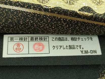 平和屋着物▼六通柄袋帯　波霞　黒地　金銀糸　正絹　逸品　DABG8791ps
