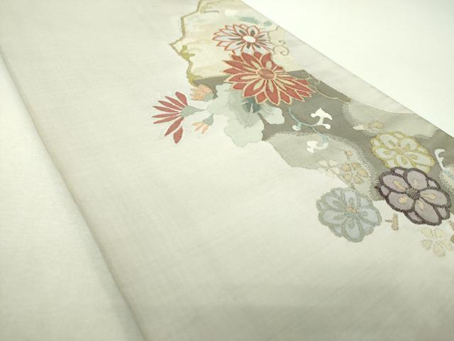 平和屋着物●太鼓柄袋帯　すくい織　吉祥花文　金糸　正絹　逸品　DABG8886ps