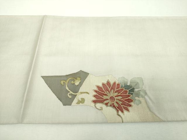 平和屋着物●太鼓柄袋帯　すくい織　吉祥花文　金糸　正絹　逸品　DABG8886ps
