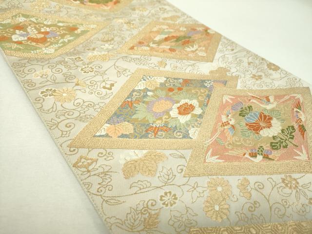 平和屋着物▼西陣　服部織物謹製　六通柄袋帯　唐織　鳳凰花菱文　金糸　正絹　逸品　DABG8906ps