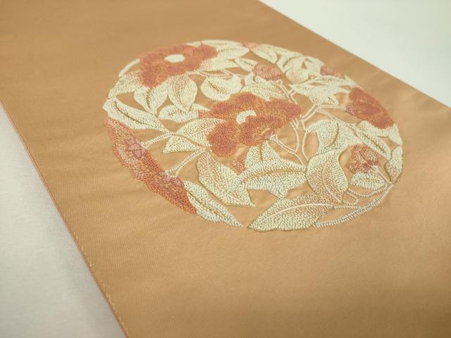 平和屋着物▼中国三大刺繍　相良刺繍　総刺繍　太鼓柄袋帯　枝花丸文　金糸　正絹　逸品　DABG8911ps