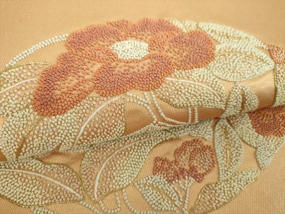 平和屋着物▼中国三大刺繍　相良刺繍　総刺繍　太鼓柄袋帯　枝花丸文　金糸　正絹　逸品　DABG8911ps