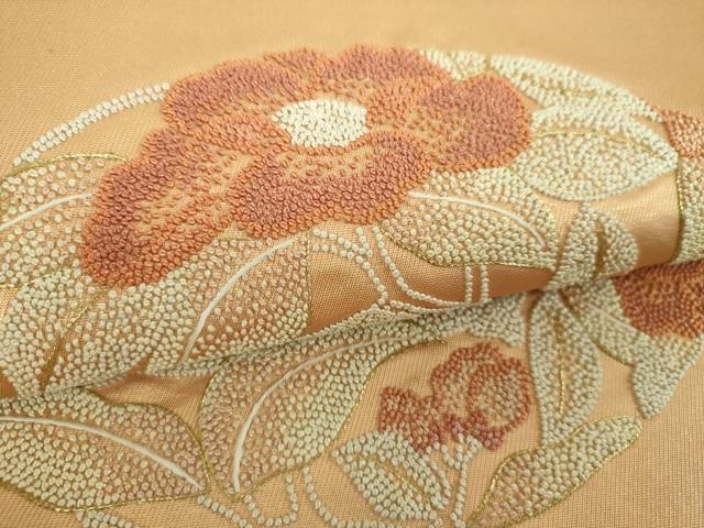 平和屋着物▼中国三大刺繍　相良刺繍　総刺繍　太鼓柄袋帯　枝花丸文　金糸　正絹　逸品　DABG8911ps