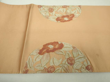 平和屋着物▼中国三大刺繍　相良刺繍　総刺繍　太鼓柄袋帯　枝花丸文　金糸　正絹　逸品　DABG8911ps
