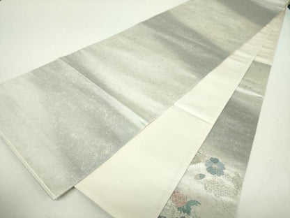 平和屋着物▼太鼓柄袋帯　総刺繍　更紗花文　金銀糸　引箔　正絹　逸品　未使用　DABG8915ps