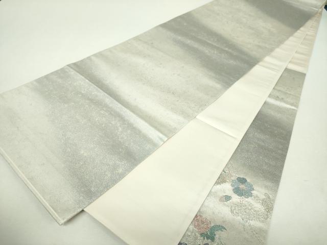 平和屋着物▼太鼓柄袋帯　総刺繍　更紗花文　金銀糸　引箔　正絹　逸品　未使用　DABG8915ps