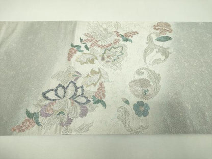 平和屋着物▼太鼓柄袋帯　総刺繍　更紗花文　金銀糸　引箔　正絹　逸品　未使用　DABG8915ps