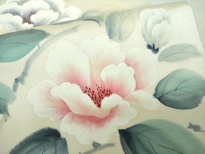 平和屋着物▼藤井嵐晴　九寸名古屋帯　手描き　枝花文　正絹　逸品　DABG8937ps