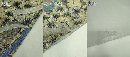 平和屋着物▼西陣　京洛苑たはら謹製　六通柄袋帯　唐織　Dancing　Dark　舞桜　金銀糸　正絹　逸品　DABG8942ps