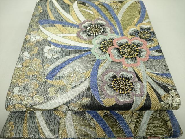 平和屋着物▼西陣　京洛苑たはら謹製　六通柄袋帯　唐織　Dancing　Dark　舞桜　金銀糸　正絹　逸品　DABG8942ps