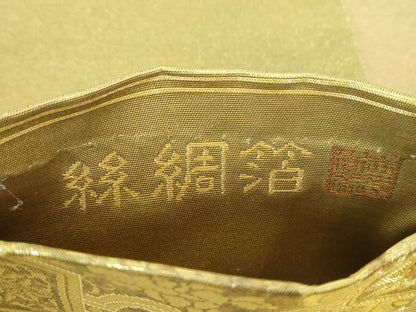 平和屋着物▼西陣　志都香織物謹製　両面　六通柄袋帯　螺鈿　絲綢箔　シルク箔　西域麗華文　正絹　逸品　DABG8962ps