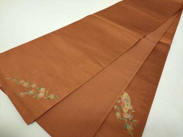 平和屋着物▼西陣　太鼓柄袋帯　螺鈿　枝垂れ桜　地紙花文　金銀彩　引箔　正絹　逸品　DABG8984ps