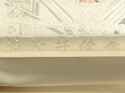 平和屋着物◎六通柄袋帯　唐織　格天井絵巻　銀糸　正絹　逸品　DABG9012we