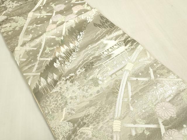 平和屋着物◎六通柄袋帯　初音絵巻文　プラチナ箔　正絹　逸品　DABG9020we