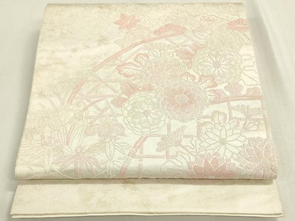 平和屋着物◎中国三大刺繍　相良刺繍　総刺繍　太鼓柄袋帯　籬花文　引箔　正絹　逸品　DABG9021we