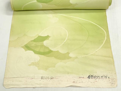 平和屋着物▼羽織・コート　反物　羽尺　地紋起こし　片輪車青海波　暈し染め　逸品　未使用　DABG9042we