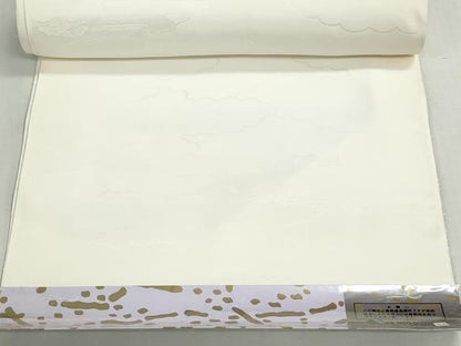 平和屋着物▼長襦袢　反物　着尺　雲取り地紋　生成り色　逸品　未使用　DABG9048we