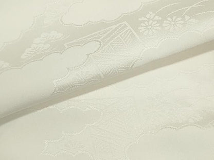 平和屋着物▼長襦袢　反物　着尺　雲取り地紋　生成り色　逸品　未使用　DABG9048we