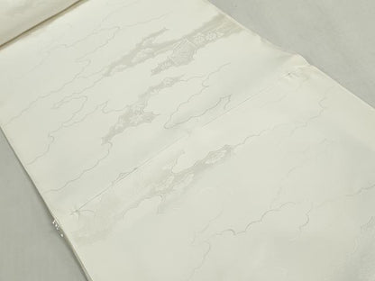 平和屋着物▼長襦袢　反物　着尺　雲取り地紋　生成り色　逸品　未使用　DABG9048we