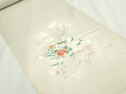 平和屋着物▼付下げ　反物　着尺　刺繍　花車文　逸品　未使用　DABG9071we