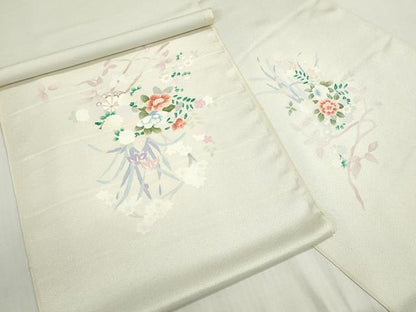 平和屋着物▼付下げ　反物　着尺　刺繍　花車文　逸品　未使用　DABG9071we