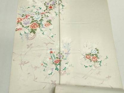 平和屋着物▼付下げ　反物　着尺　刺繍　花車文　逸品　未使用　DABG9071we