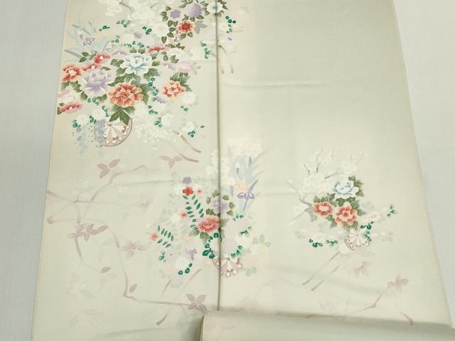 平和屋着物▼付下げ　反物　着尺　刺繍　花車文　逸品　未使用　DABG9071we