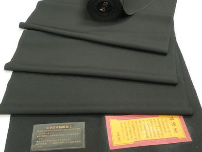 平和屋着物▼黒紋付　黒反物　着尺　泥染黒　証紙付き　逸品　未使用　DABG9092we