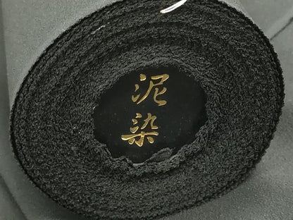 平和屋着物▼黒紋付　黒反物　着尺　泥染黒　証紙付き　逸品　未使用　DABG9092we