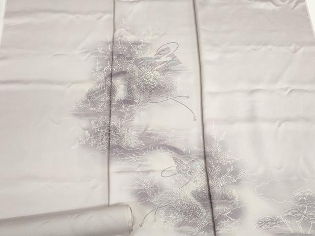 平和屋着物▼付下げ　反物　着尺　刺繍　色紙風景花松文　暈し染め　逸品　未使用　DABG9131we