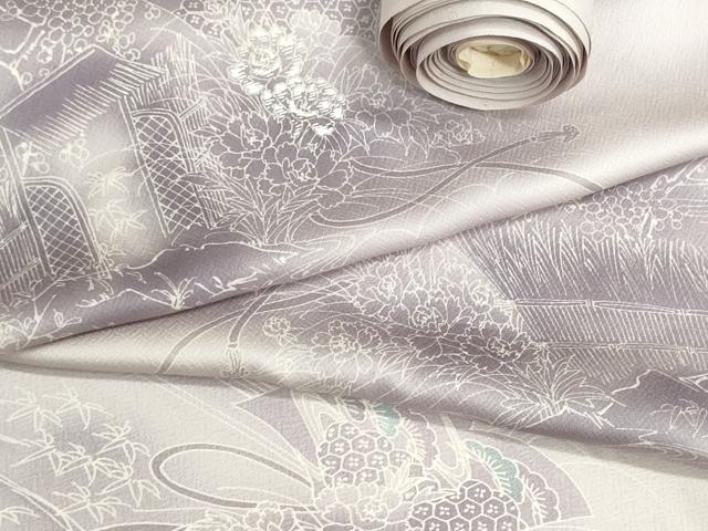 平和屋着物▼付下げ　反物　着尺　刺繍　色紙風景花松文　暈し染め　逸品　未使用　DABG9131we