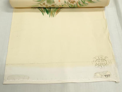 平和屋着物▼付下げ　反物　着尺　手描き　花鳥文　逸品　未使用　DABG9132we