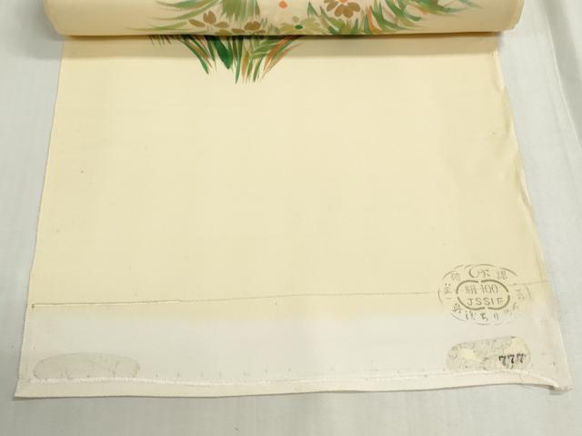 平和屋着物▼付下げ　反物　着尺　手描き　花鳥文　逸品　未使用　DABG9132we
