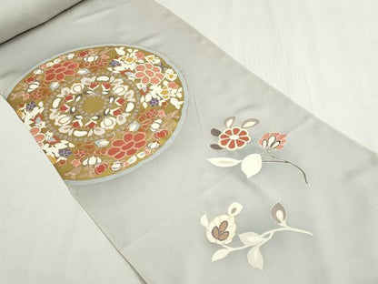 平和屋着物▼付下げ　反物　着尺　刺繍　花丸文　金彩　逸品　未使用　DABG9138we