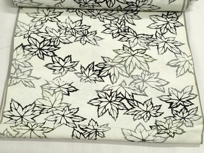 平和屋着物▼羽織・コート　反物　羽尺　型染　草葉文　丹後ちりめん　逸品　未使用　DABG9163we